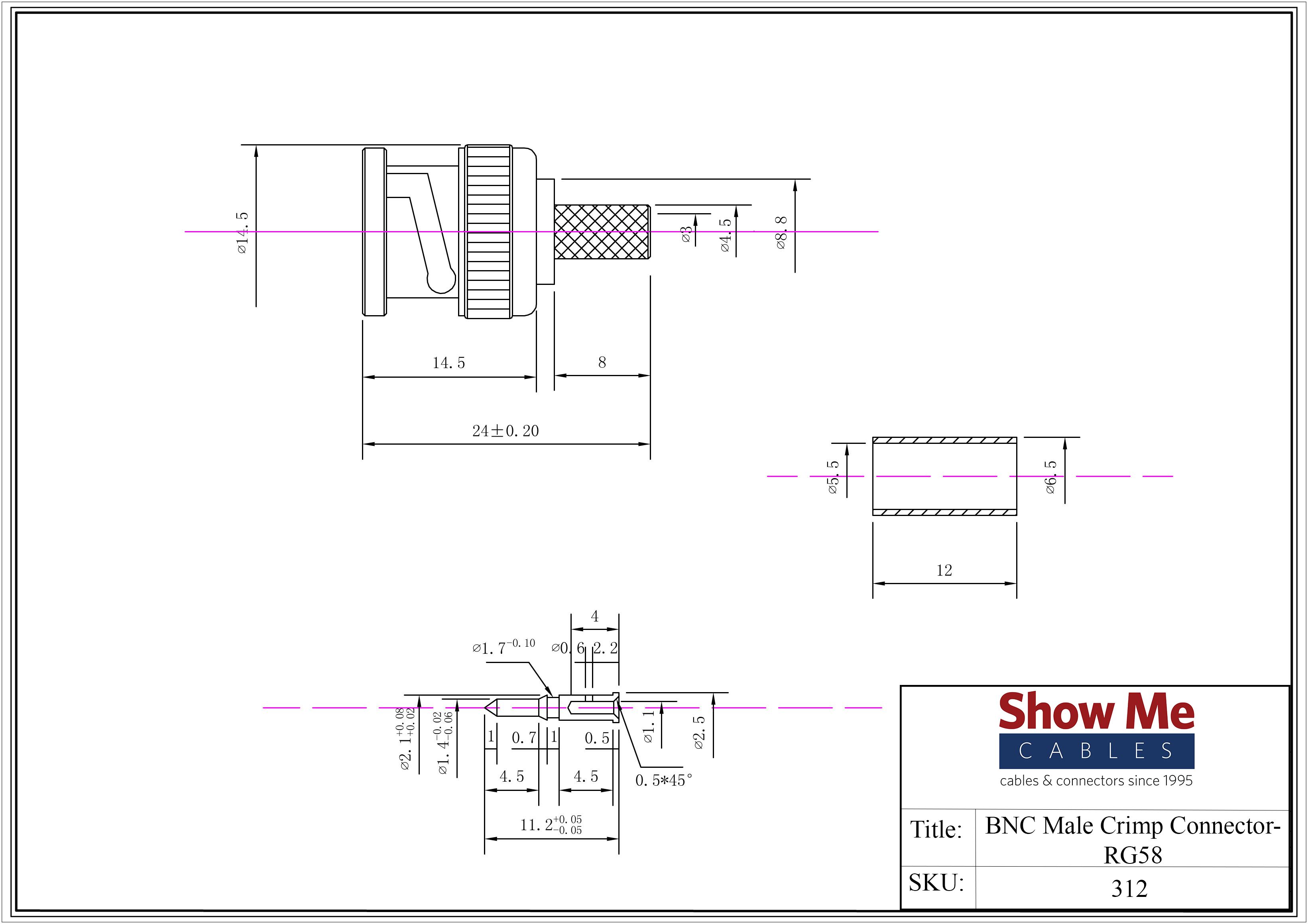 BNC Male Crimp Connector RG58
